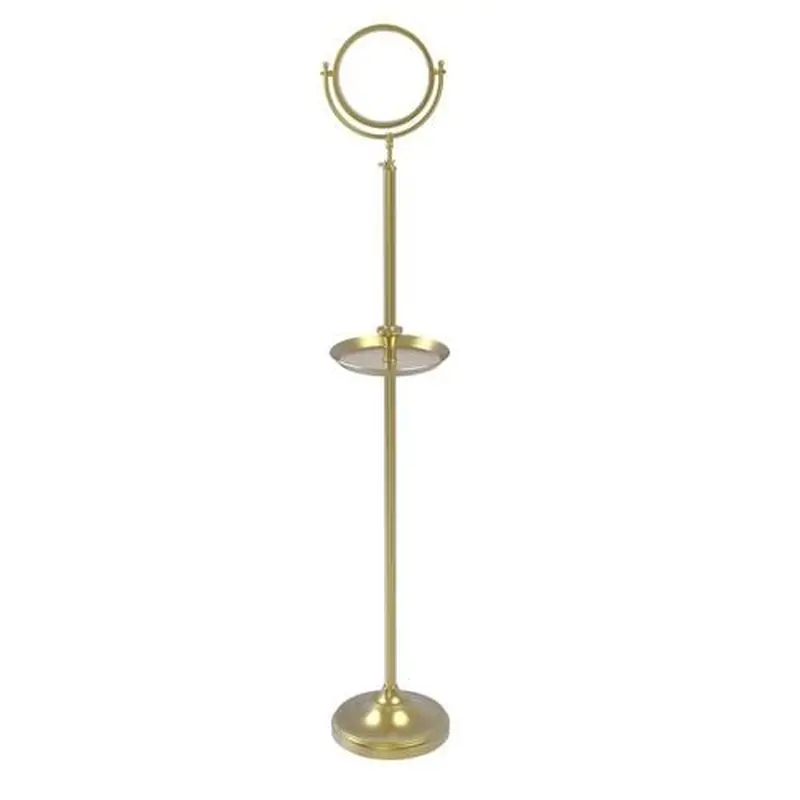 Allied Brass 10.5-in x 68-in Satin Brass Double-Sided Magnifying Freestanding Vanity Mirror