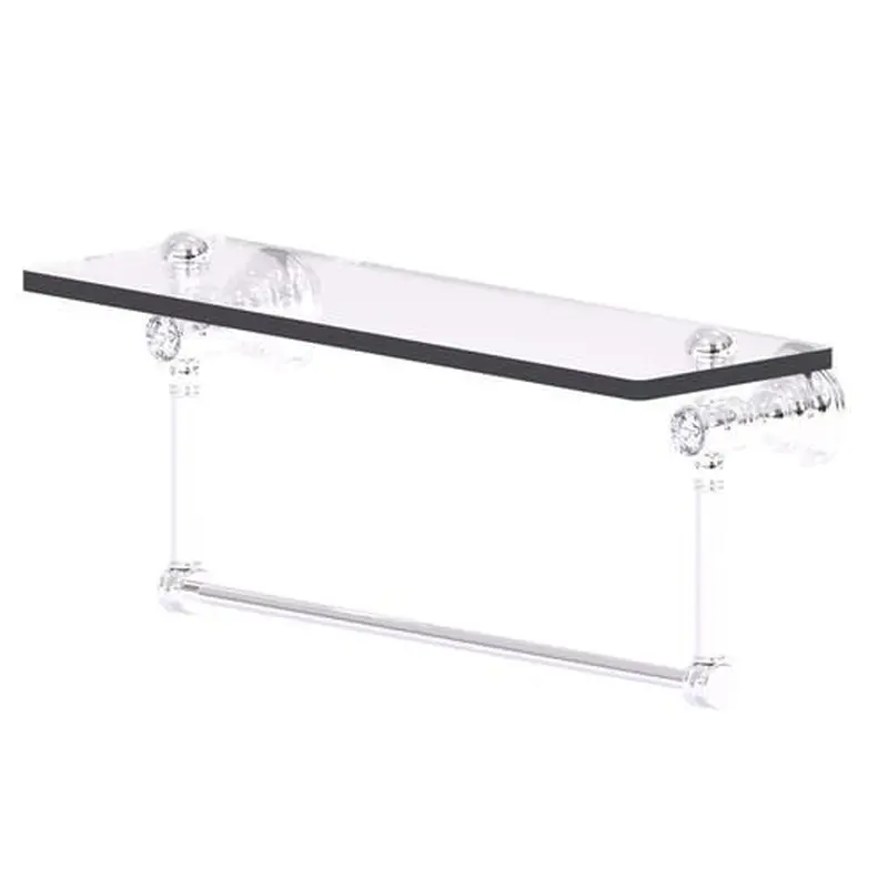 Allied Brass Carolina Crystal Polished Chrome 1-Tier Brass Wall Mount Bathroom Shelf