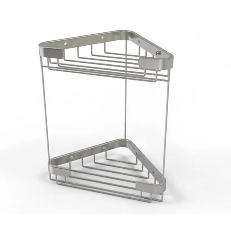 Allied Brass Double Tier Corner Shower Basket in Satin Nickel