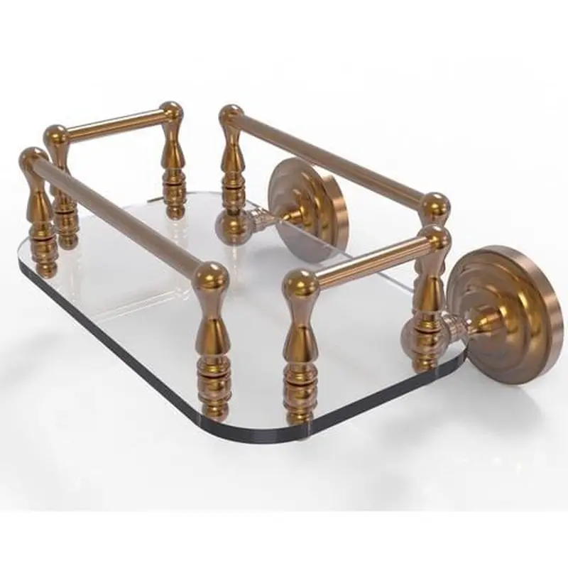 Allied Brass Que New Collection Wall Mounted Glass Guest Towel Tray in Brushed BronzeMatte Black