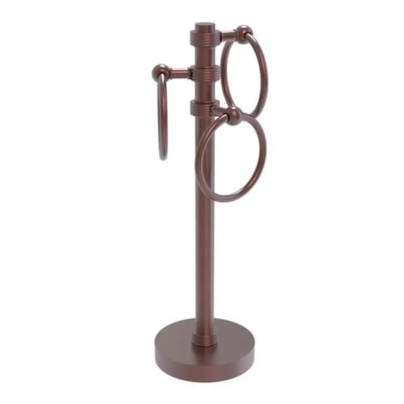 Allied Brass Vanity Top 3 Towel Ring Guest Towel Holder with Groovy Accents in Antique Copper
