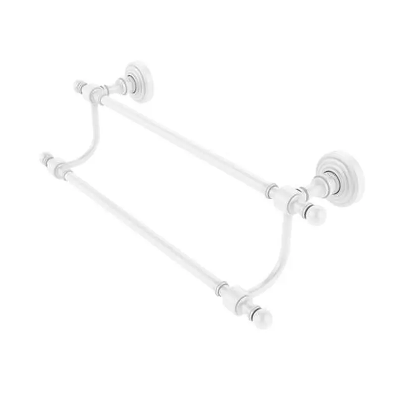 Allied Brass Retro Wave 36-in Double Matte White Wall Mount Double Towel BarSatin Nickel