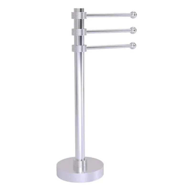 Allied Brass Vanity Top 3 Swing Arm Guest Towel Holder with Groovy Accents in Satin Chrome
