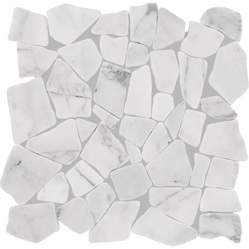 American Olean Genuine Stone Numinous Silver 12-in x 12-in Polished Natural Stone Marble Pebble Stone Look Floor and Wall Tile (10-sq. ft/ Carton)10-sq. ft/ Carton