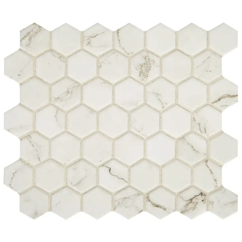 American Olean Marble Manor Calacatta 10-in x 11-in Matte Ceramic Marble Hexagon Marble Look Floor and Wall Tile0.81-sq. ft/ Piece