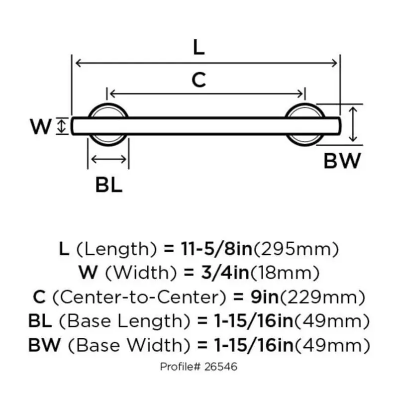 Amerock Arrondi 9-in Matte Black Wall Mount Single Towel Bar