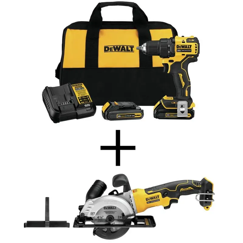 ATOMIC 20-Volt MAX Li-Ion Brushless Cordless 1/2 in. Drill Driver Kit w/Bonus Cordless 4-1/2 in. Circular Saw(Tool-Only)5.586 / bundle