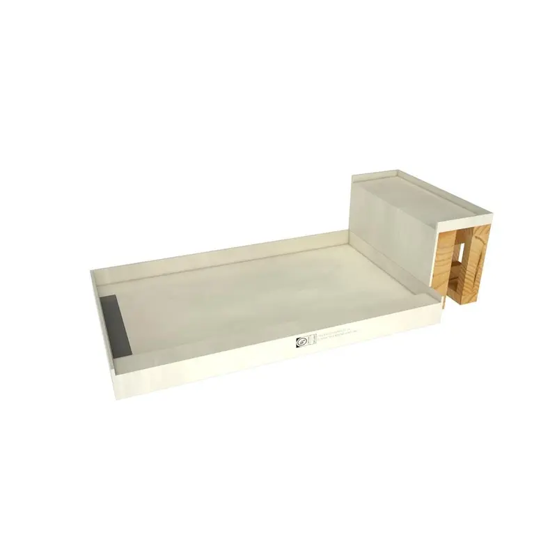 Base'N Bench 48 in. x 60 in. Single Threshold Shower Base and Bench Kit with Left Drain and Tileable Trench GrateTileable / Left / 39