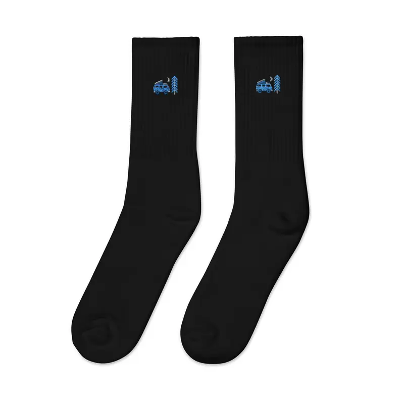 Go Outside Van & Moon Embroidered SocksBlack / S/M