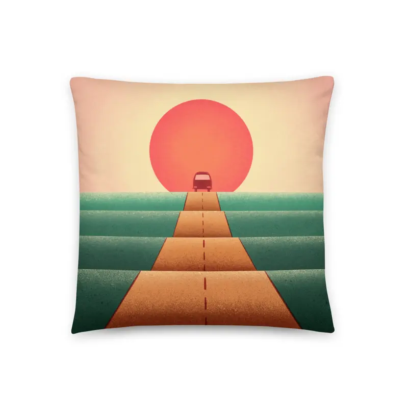 Sunset Road Throw Pillow