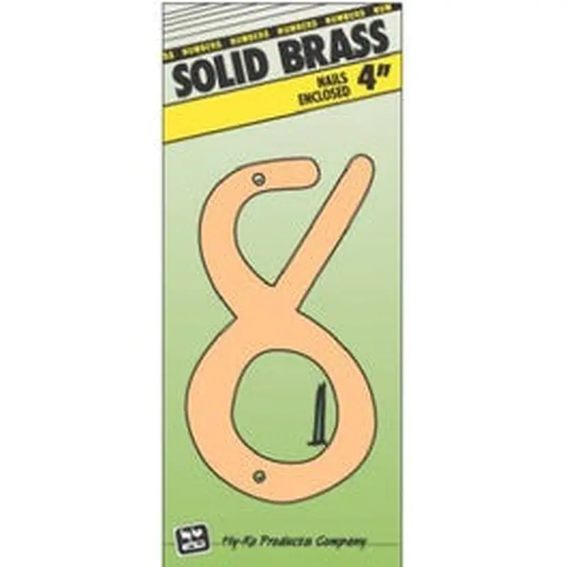 House Address Number "8", Brass, 4-In.