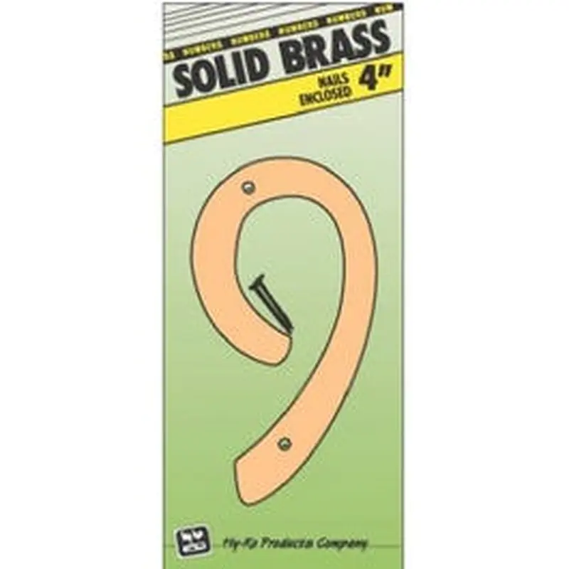 House Address Number "9", Brass, 4-In.