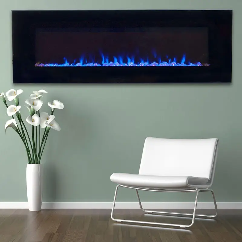 54 in. LED Fire and Ice Electric Fireplace with Remote in Black79.6 / each