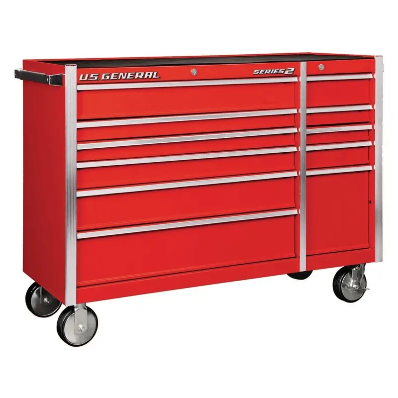 56 in. Double Bank Red Roller Cabinet