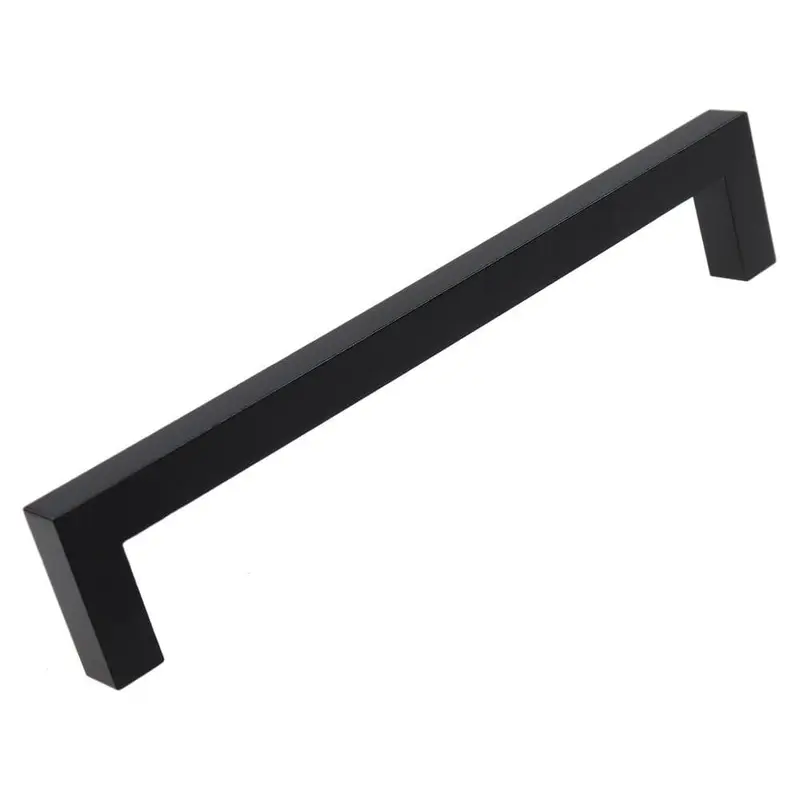 6-1/4 in. Matte Black Solid Square Slim Cabinet Drawer Bar Pulls (10-Pack)4.6 oz / package
