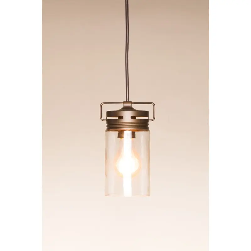 allen   roth Vallymede Aged Bronze Farmhouse Clear Glass Jar Pendant LightAged Bronze