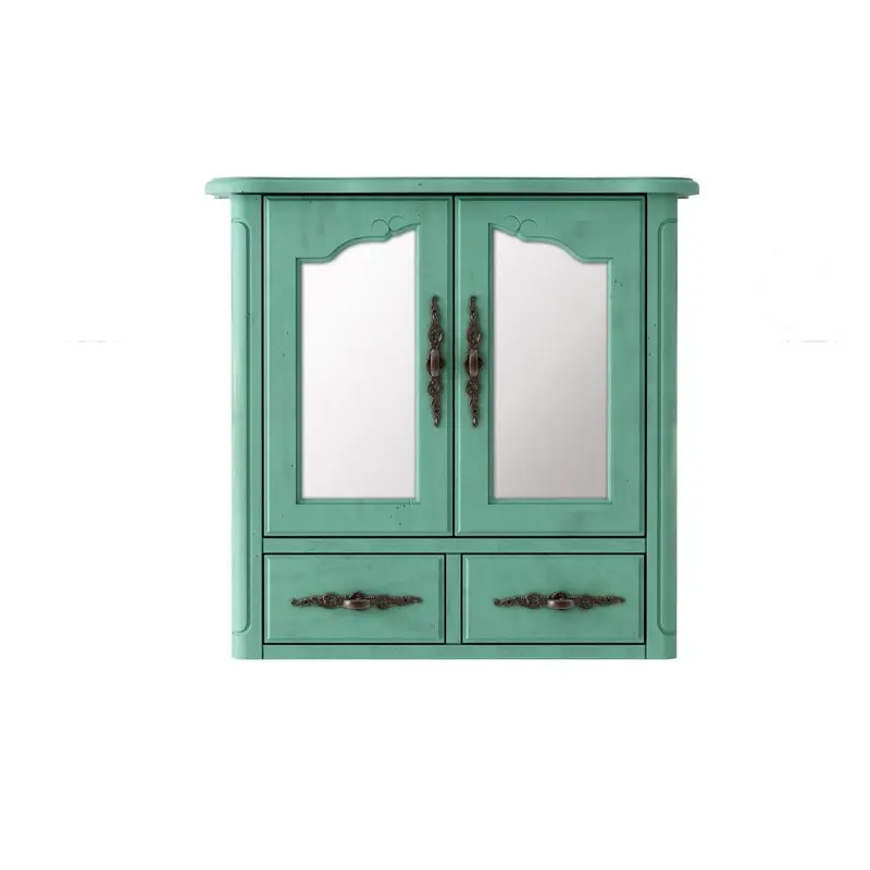 23.82 in. W x 22.28 in. H Framed Rectangular Beveled Edge Bathroom Vanity Mirror in BlueBlue / 32.89