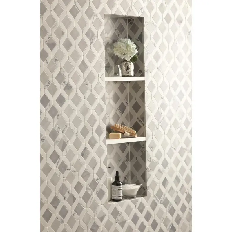 American Olean Genuine Stone White and Gray 12-in x 12-in Glazed Natural Stone Marble Stone Look Floor and Wall Tilesq/ft