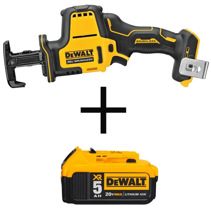 ATOMIC 20-Volt MAX Brushless Compact Reciprocating Saw (Tool-Only) with Bonus 20-Volt MAX Li-Ion Premium Battery 5.0Ah3.7 / bundle