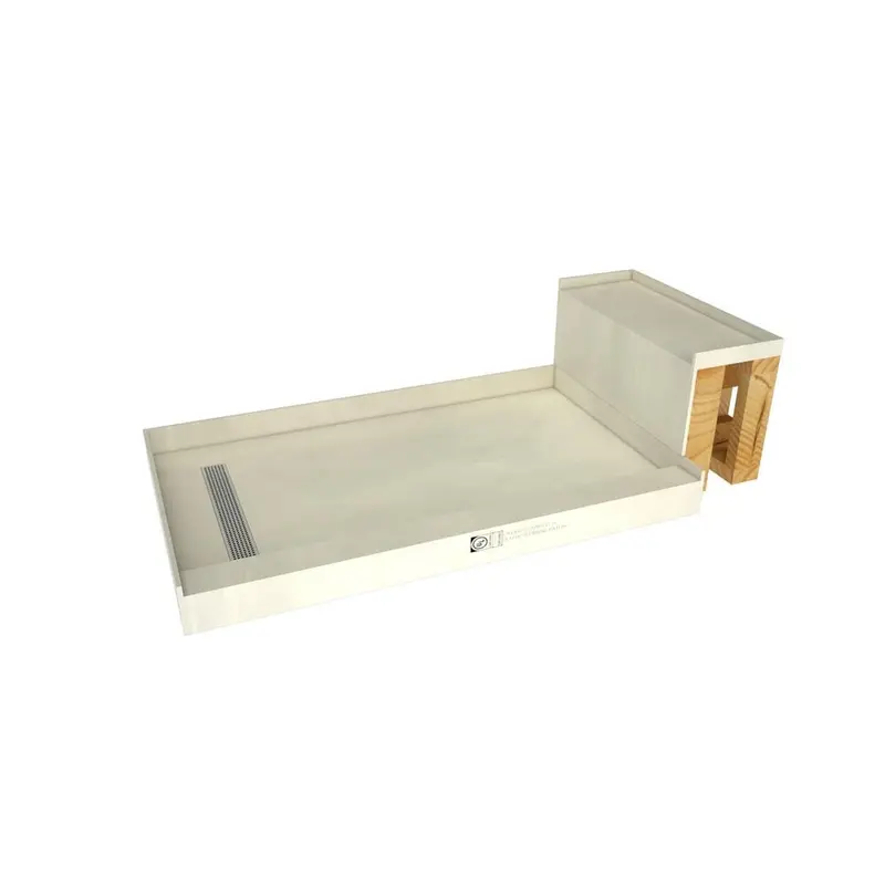 Base'N Bench 34 in. x 60 in. Single Threshold Shower Base and Bench Kit with Left Drain and Polished Chrome Trench GratePolished Chrome / Right / 29