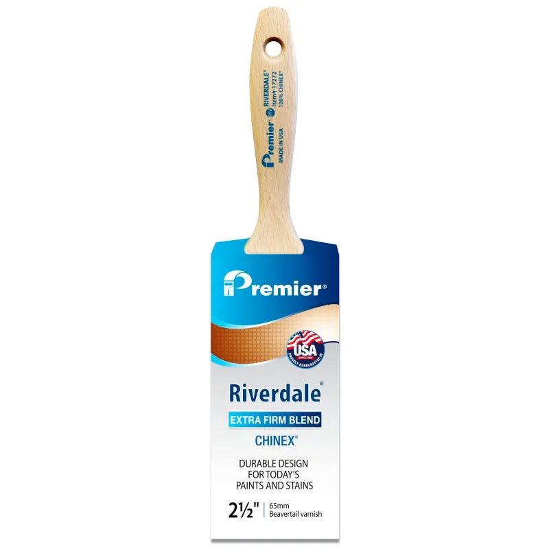 Premier Riverdale 17272 Paint Brush, 2-1/2 in W, Beavertail Varnish Brush, 2-15/16 in L Bristle, Chinex Bristle