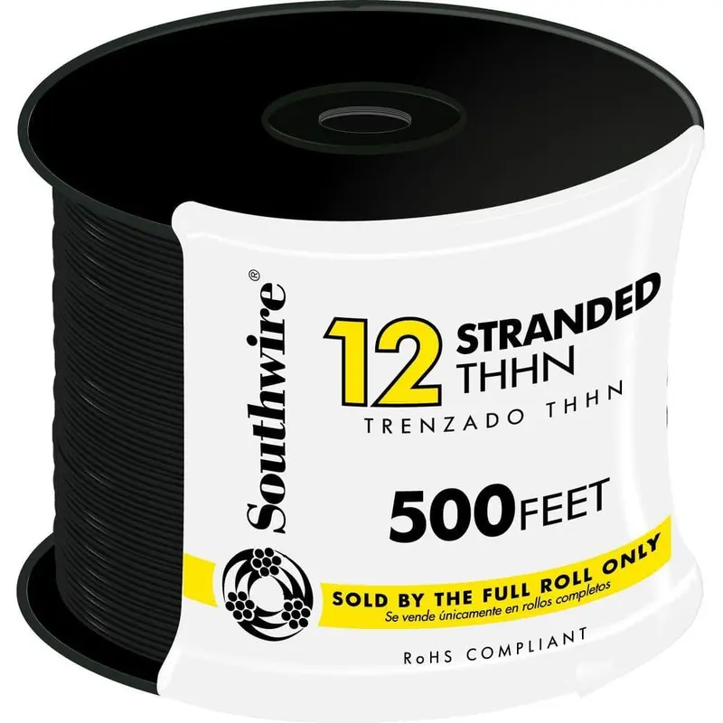 500 ft. 12 Black Stranded CU THHN Wire1.2 / Black / 50