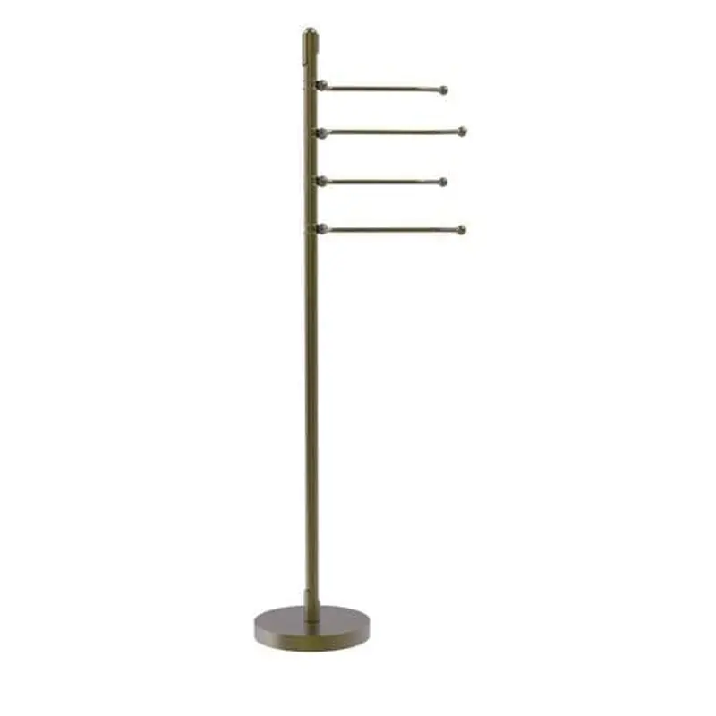 Allied Brass Soho Collection Free Standing 4 Pivoting Swing Arm Towel Stand in Antique Brass