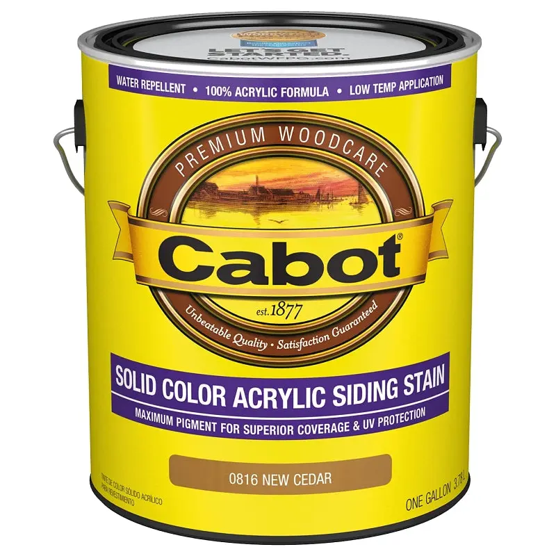 Cabot 800 Series 140.0000816.007 Solid Color Siding Stain, Natural Flat, New Cedar, Liquid, 1 gal, Can