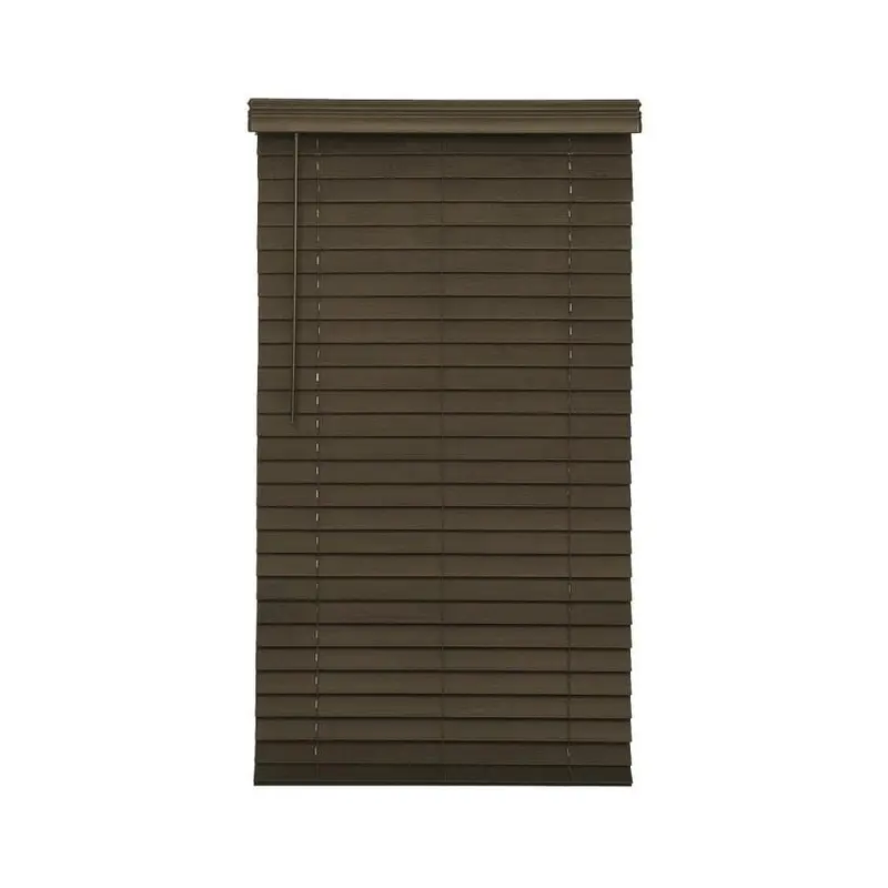 allen   roth 2.5-in Slat Width 27.5-in x 72-in Cordless Brown Faux Wood Room Darkening Faux Wood Blinds