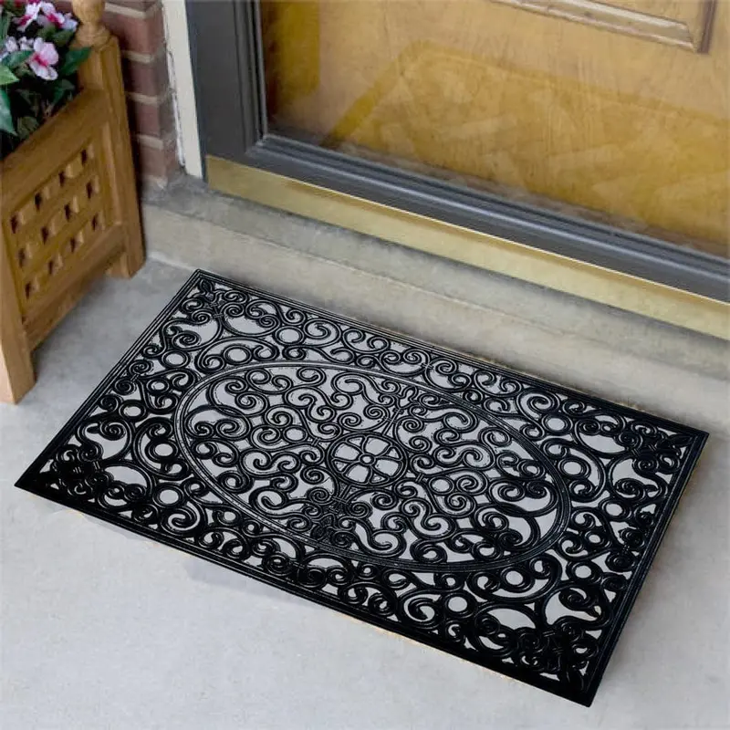 allen   roth Allen roth 2-ft x 3-ft Black Rectangular Outdoor Door Mat