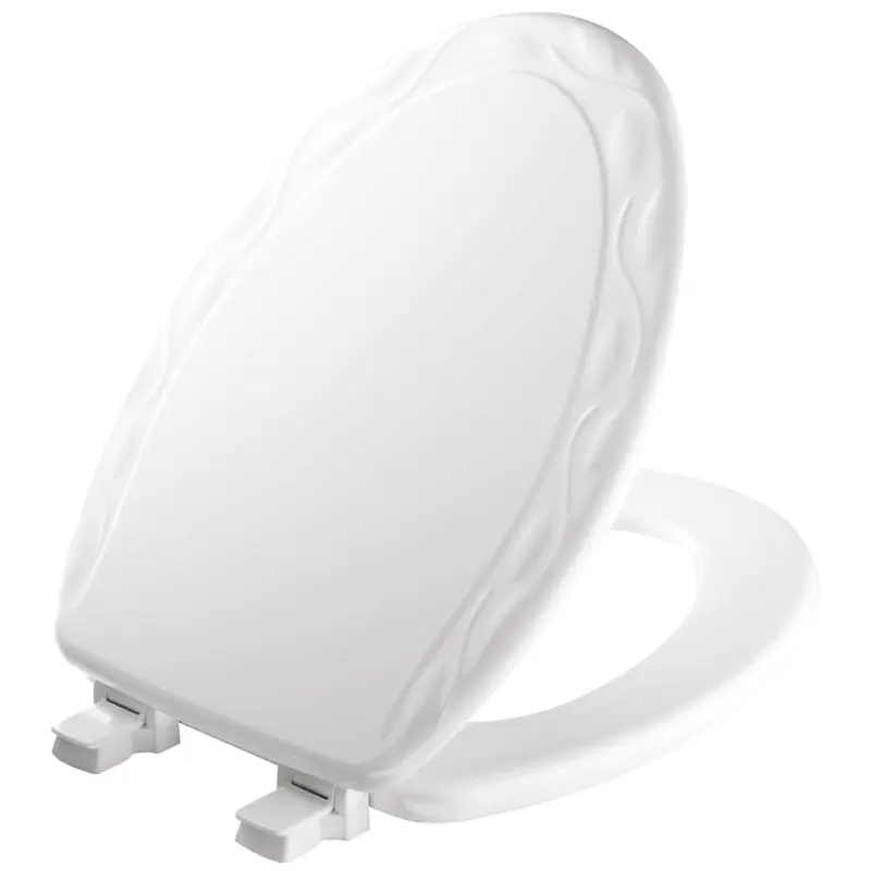Mayfair 134EC 000 Toilet Seat, Elongated, Wood, White, Easy Clean and Change Hinge