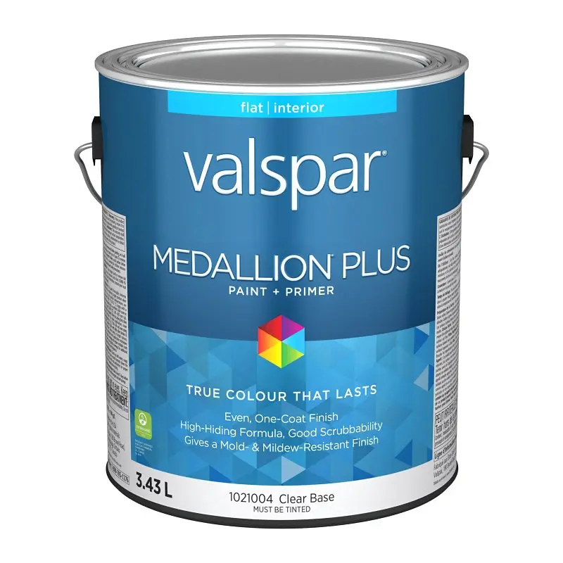 Medallion Plus 029.1021004.007 Interior Paint and Primer, Acrylic, Flat, Clear, 1 gal, 37 sq-m Coverage Area