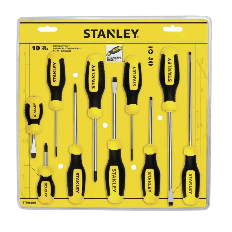 Stanley STHT60799 Screwdriver Set, 10-Piece, Alloy Steel, Nickel Plated