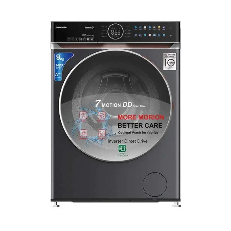 Front Loading Washing Machine -9Kg - 1400RPM - Silver| WMSKYWORTH-F90458ND
