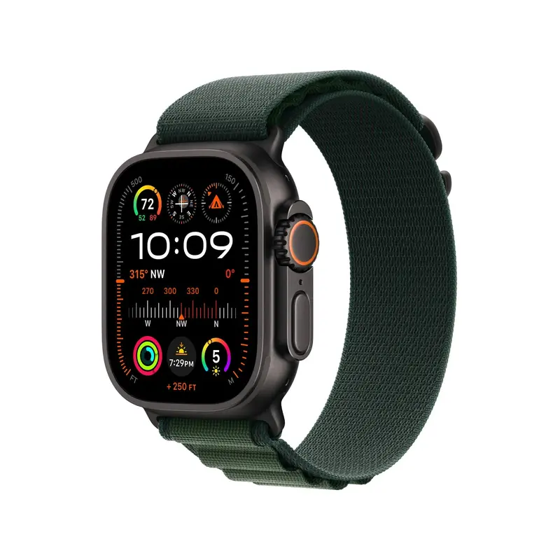 Apple Watch Ultra2 GPS   Cellular 49mm Black Titanium Case | Dark Green Alpine LoopSmall