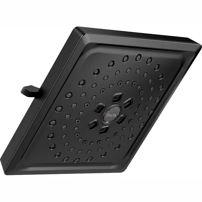 3-Spray 7.6 in. Single Wall Mount Fixed Rain H2Okinetic Shower Head in Matte BlackBlack Stainless / 1.75 / 2.008