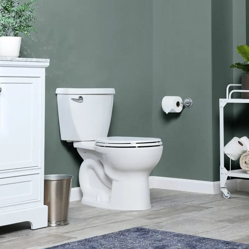 American Standard Cadet 3 White Round Standard Height 2-Piece Toilet 12-in Rough-In SizeBone