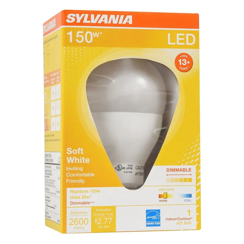 Sylvania 79714 Ultra LED Bulb, General Purpose, A21 Lamp, 150 W Equivalent, E26 Lamp Base, Dimmable, Frosted
