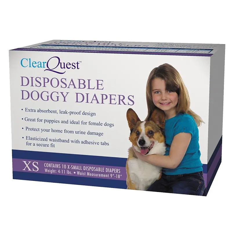 ClearQuest US948 10 Disposable Extra-Small Doggy Diapers, 9 to 18 in W