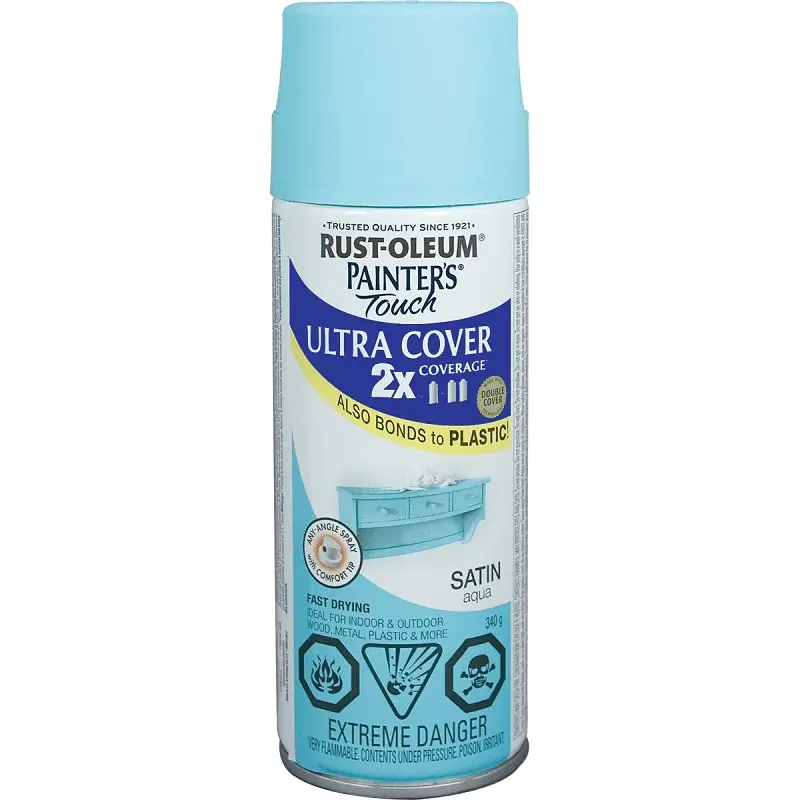 Rust-Oleum 268405 Spray Paint, Satin, Aqua, 340 g, Can