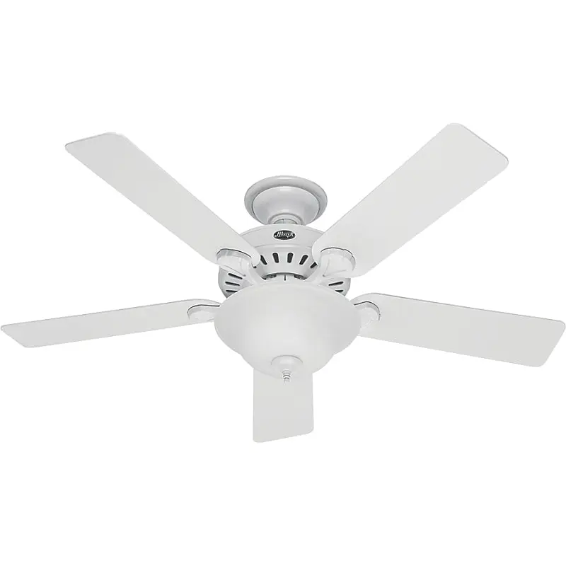 Hunter 53251/28722 Ceiling Fan, 5-Blade, Beech/White Blade, 52 in Sweep, 3-Speed, With Lights: Yes