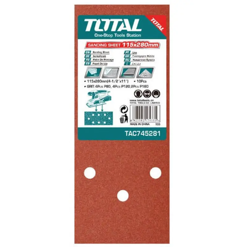 Set of 5 Sandpaper Sheets 115x280mm