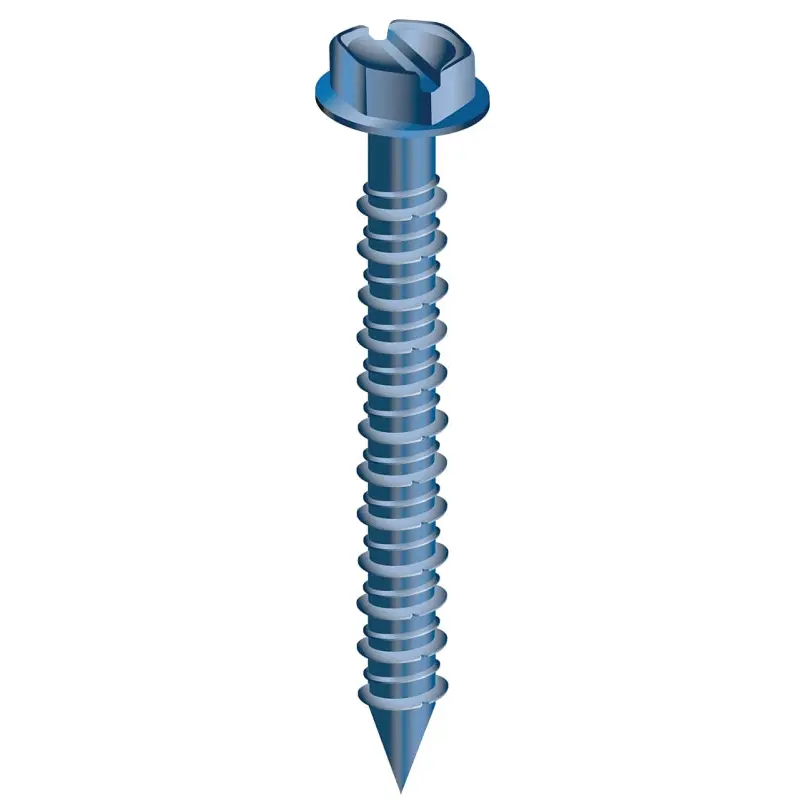 COBRA ANCHORS 680W Screw, 1/4 in Thread, 1-1/4 in L, Hex, Socket Drive, Steel, Fluorocarbon-Coated