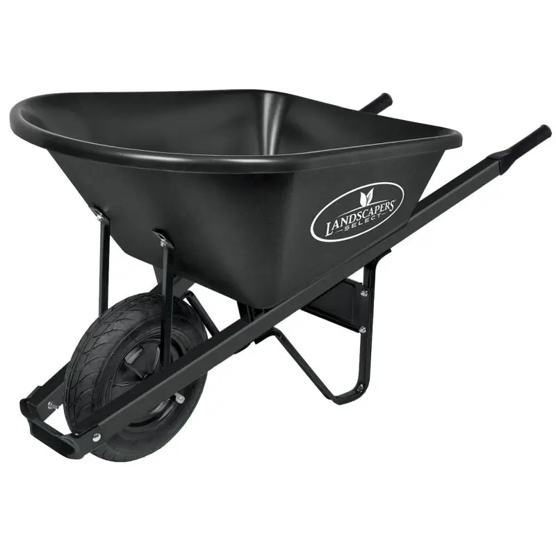 Landscapers Select Contractor Wheelbarrow Kit, 6 cu-ft Volume, Poly, 1 -Wheel, Pneumatic Wheel, 16 in Wheel