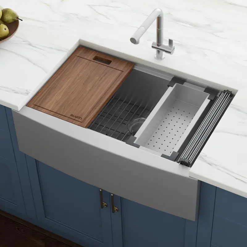 27 in. Single Bowl Apron-front Farmhouse Workstation Kitchen Sink in Stainless Steel60 / each