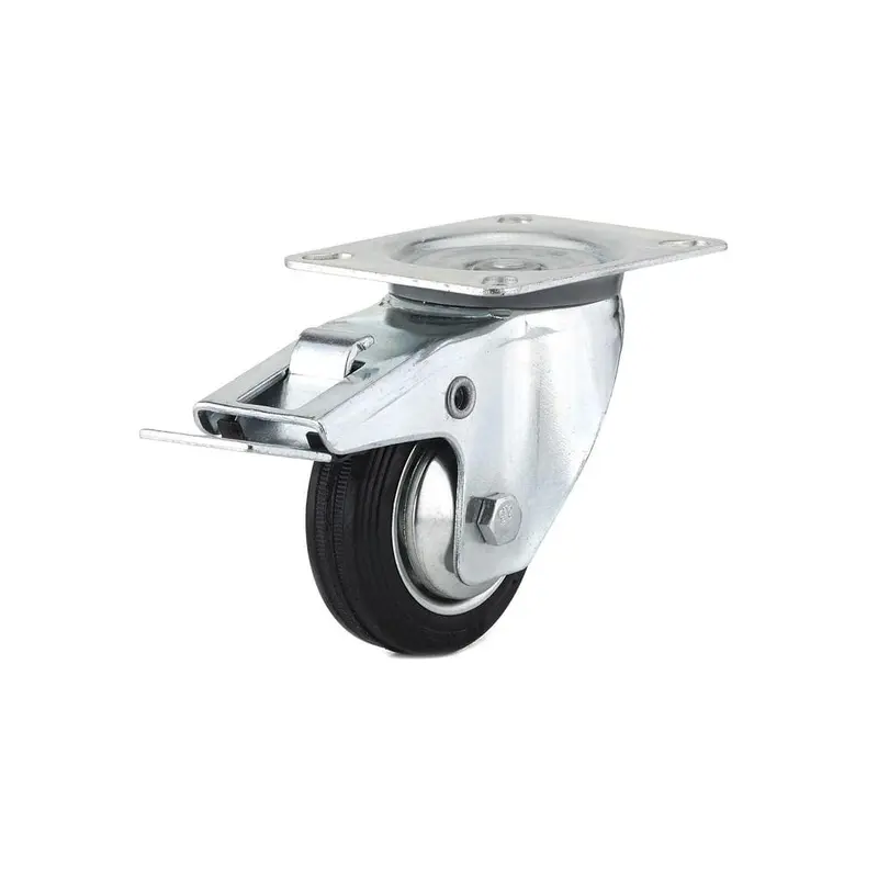 3-5/32 in. black Swivel with Double-Lock Brake plate Caster, 110.3 lb. Load Rating