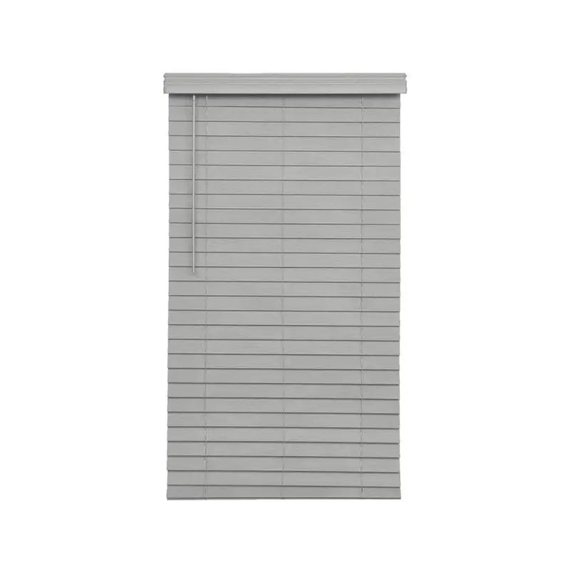 allen   roth 2.5-in Slat Width 26-in x 72-in Cordless Gray Faux Wood Room Darkening Faux Wood Blinds