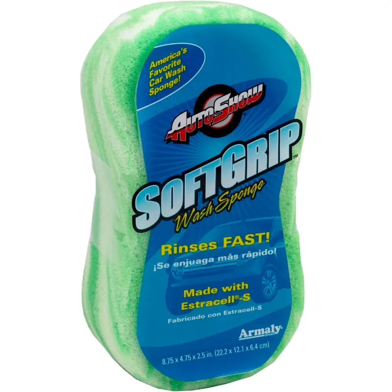Autoshow 11802 Soft-Grip Sponge, 8-3/4 in L, 4-3/4 in W, 2-7/8 in Thick, Polyester, Assorted