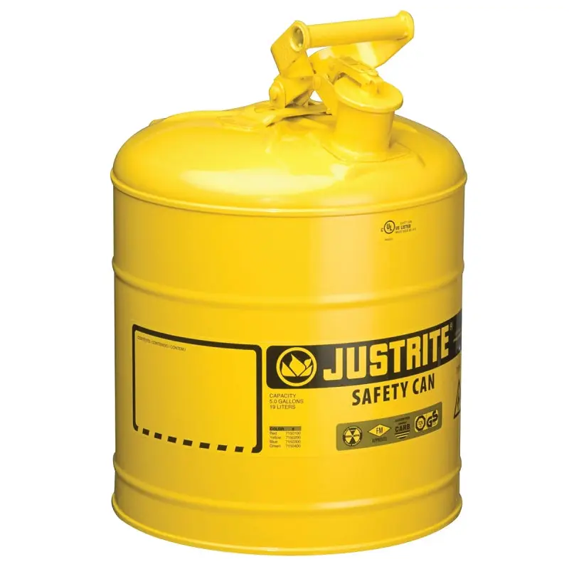 Justrite 7150200 Safety Can, 5 gal, Steel, Yellow