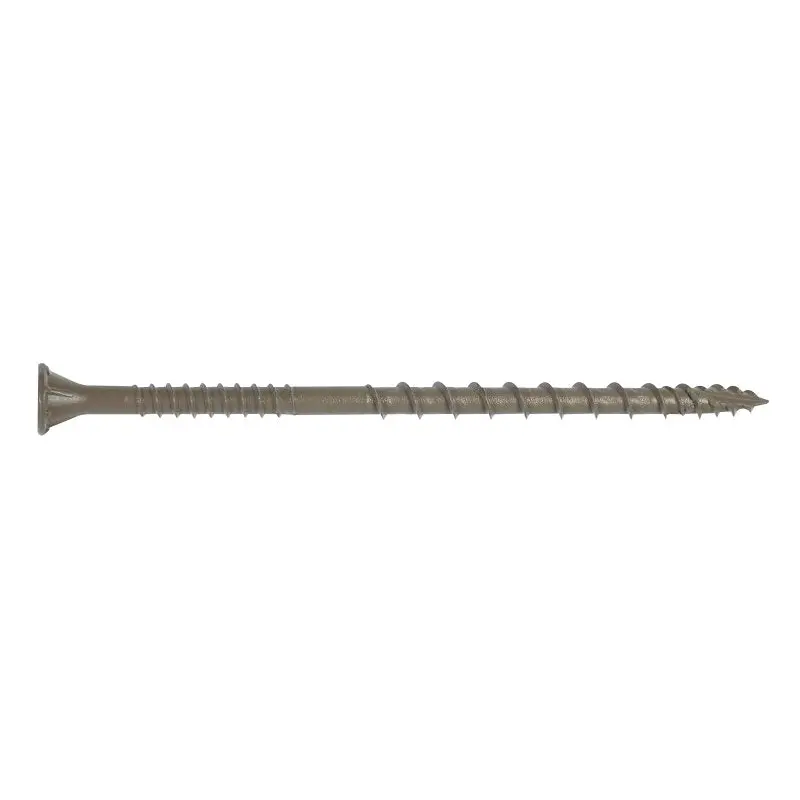 Simpson Strong-Tie Deck-Drive DSVT DSVT4R1LB Deck Screw, #10 Thread, 4 in L, Variable Thread, Ribbed Flat Head